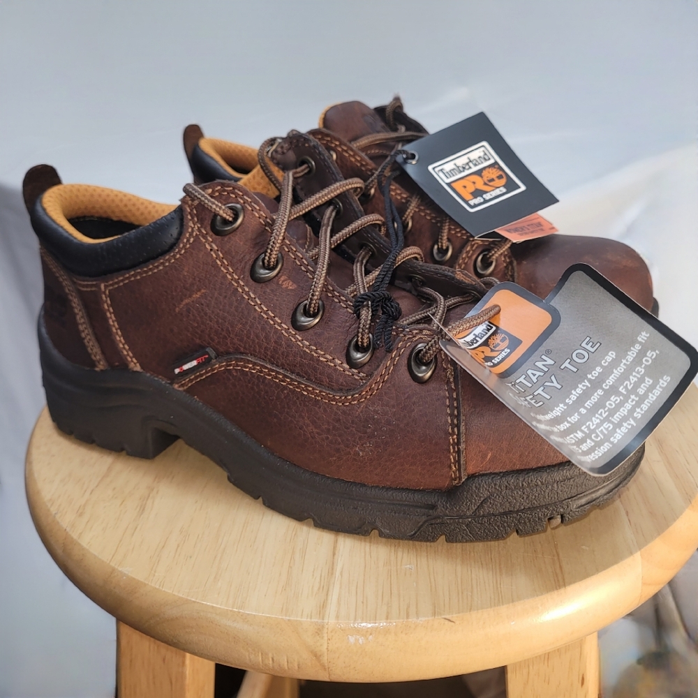 Timberland PRO Titan Boots Women's Size 7 Brown Oxford Safety Toe Shoes Work New